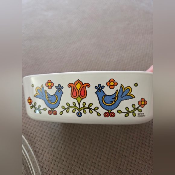 Corning Ware Vintage 1975 Country Festival Blue Bird 1 Quart Casserole Dish w/Li - Picture 6 of 16